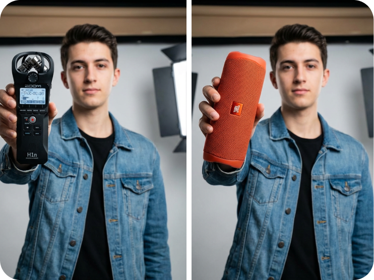 AI generated man holding product image