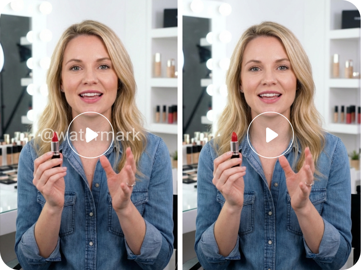 Beauty video branding removal before and after