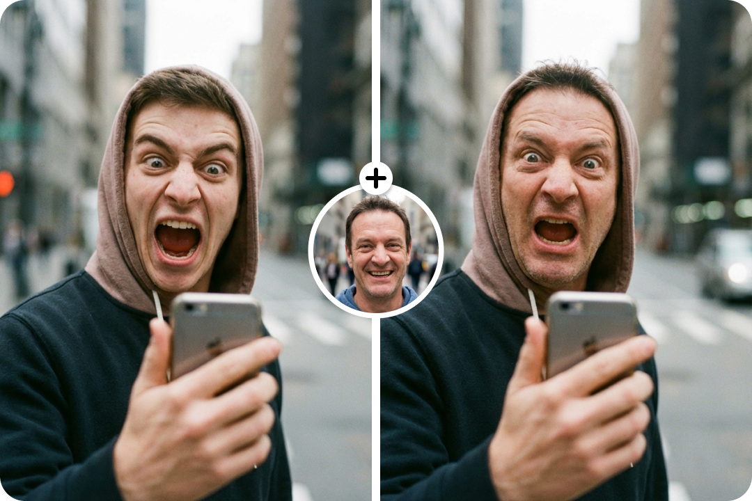 Funny face swap for memes and reactions