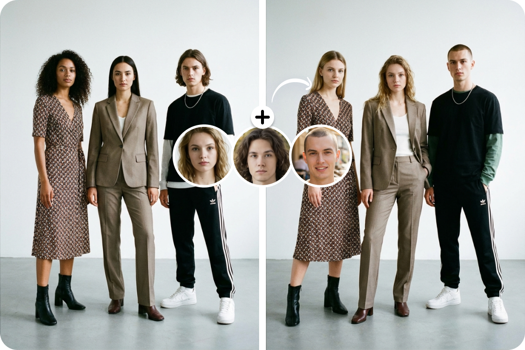 Multiple face swap for groups and scenes
